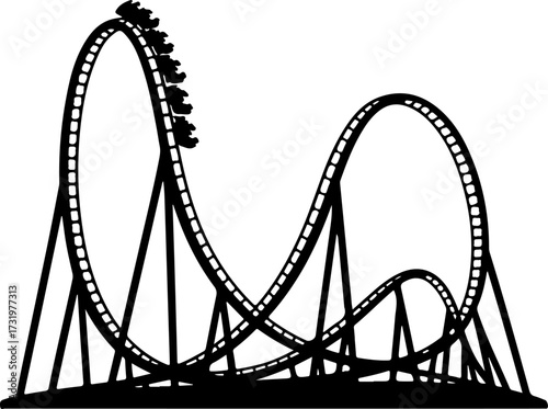 Roller coaster ride silhouette vector illustration