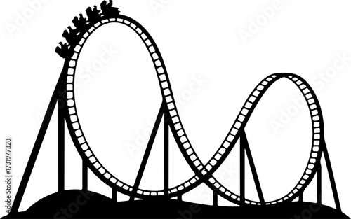 Roller coaster ride silhouette vector illustration