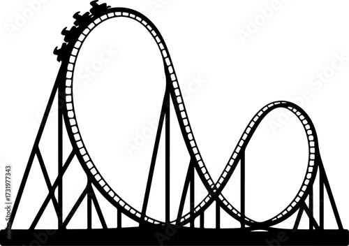 Roller coaster ride silhouette vector illustration