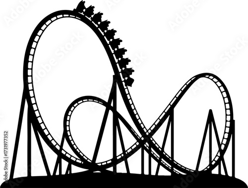 Roller coaster ride silhouette vector illustration
