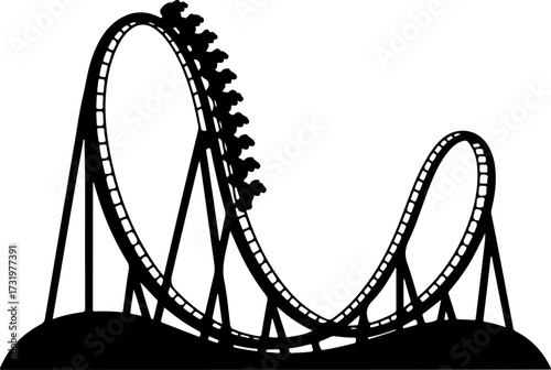 Roller coaster ride silhouette vector illustration