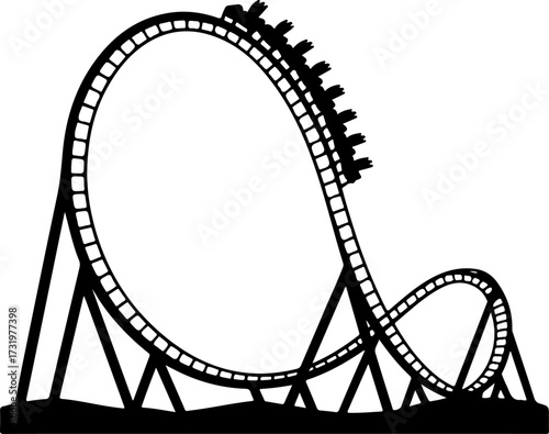 Roller coaster ride silhouette vector illustration