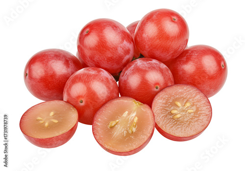 Red grape still life cut grapes with transparent background