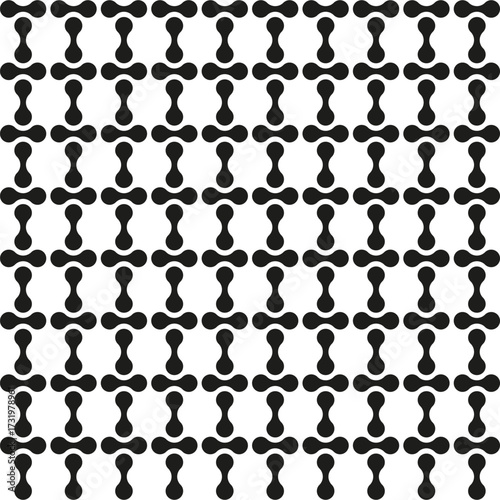 Seamless geometric pattern. Repeating abstract shapes. Vector decorative background. Monochrome linear ornament.