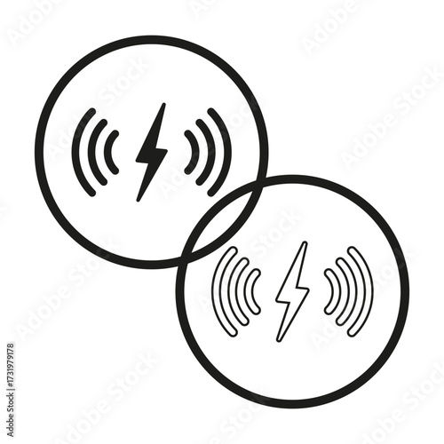 Wireless charging icon. Two circles illustration. Contactless payment symbol. Vector graphic design.