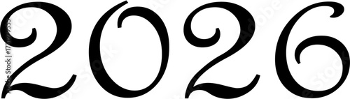 year 2026 beautiful font, vector ver2