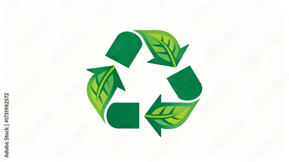Fototapeta premium Recycling symbol with leaves