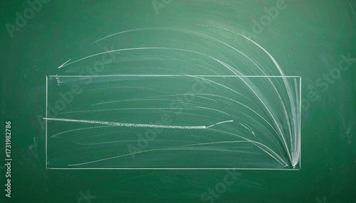 Chalk drawing of rectangle on a green chalkboard