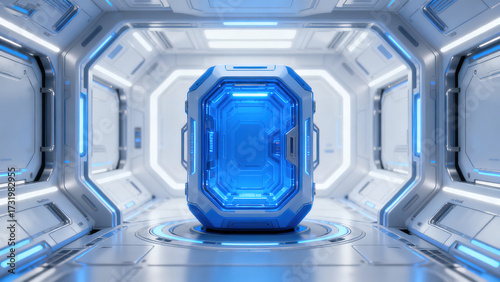 Futuristic Blue Space Capsule