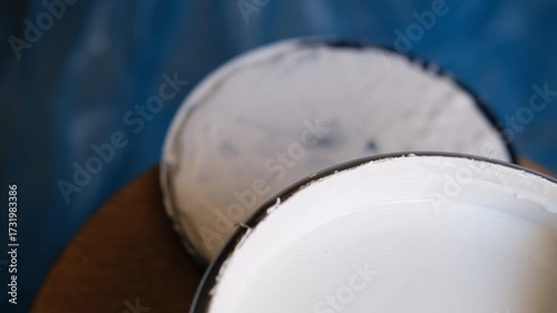 diy wall painting and hoöe interior renovation, mixing, prepairing, brush into paint