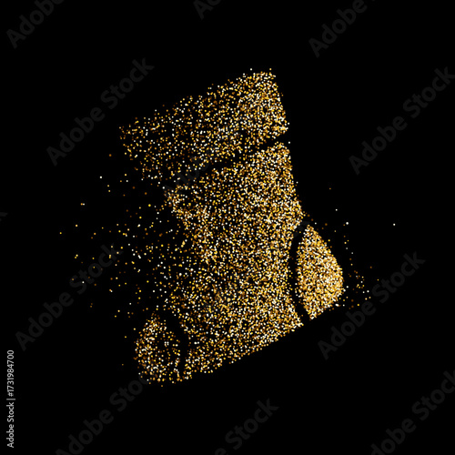 Sock, glitter decor with glowing dust. Vector isolated footwear decoration, knitwear for putting for presents during winter holidays. Xmas and new year celebration, Christmas fun and traditions