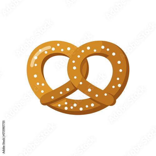pretzels isolated on white, Honey Gold Flat Danish Pastry Vector Icon