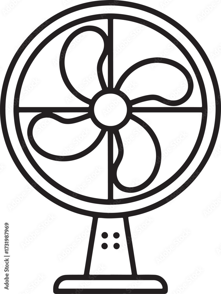 Obraz premium Electric Fan Line Art Minimal Cooling Appliance