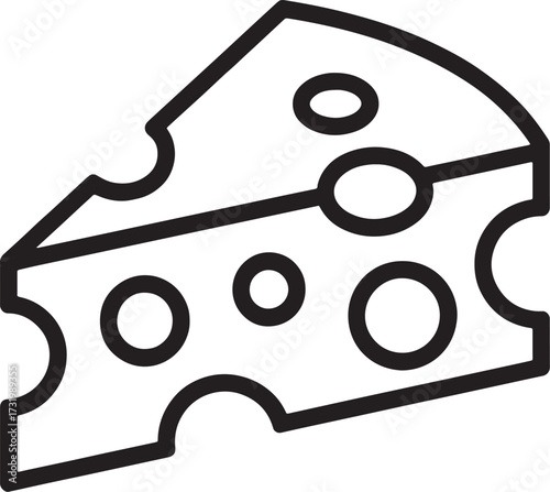 Swiss Cheese Wedge Line Art Minimal Dairy Food Vector