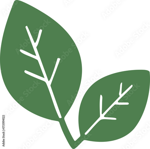 Minimalist Vector Illustration of Two Green Leaves on a Black Background