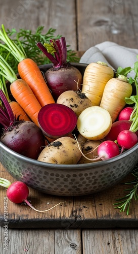 Assortment of Fresh Root Vegetables.