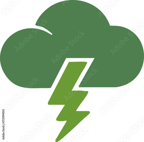 Green cloud with lightning bolt symbolizing weather or environmental change