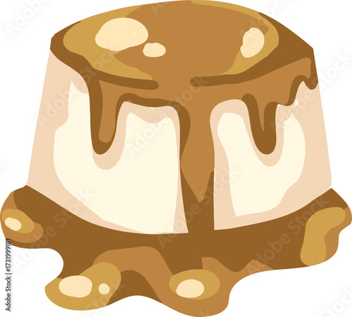 Creamy Caramel Flan Dessert Illustration