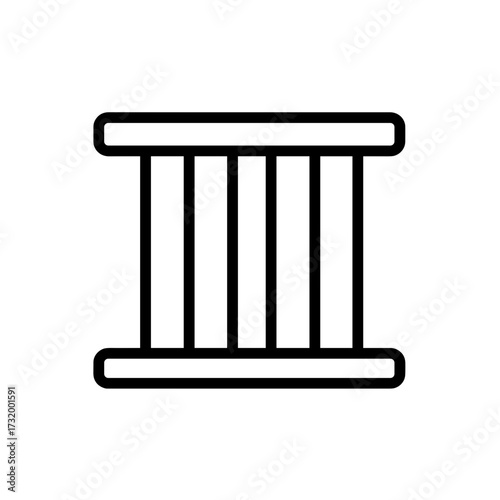Simple outline of a  barred window in prison in minimalist style  