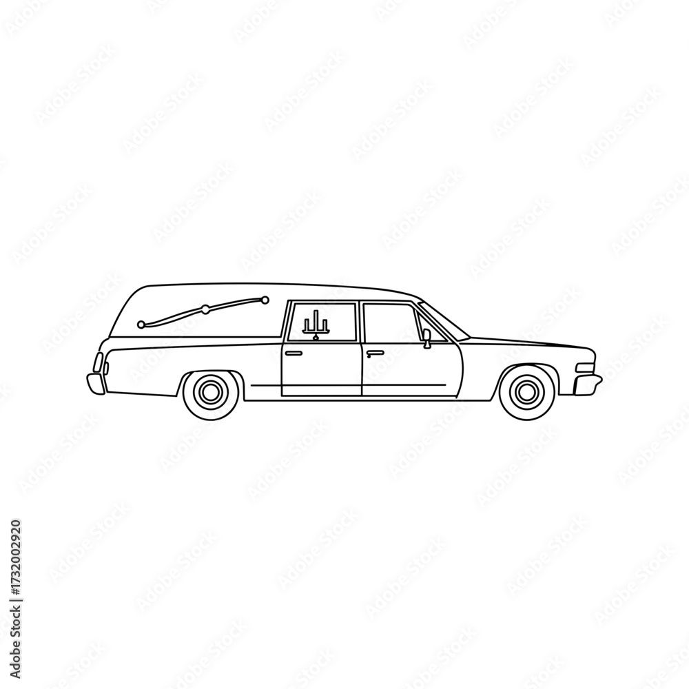 Naklejka premium Hearse vehicle outline illustration in simple design style