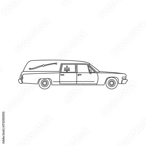Hearse vehicle outline illustration in simple design style  