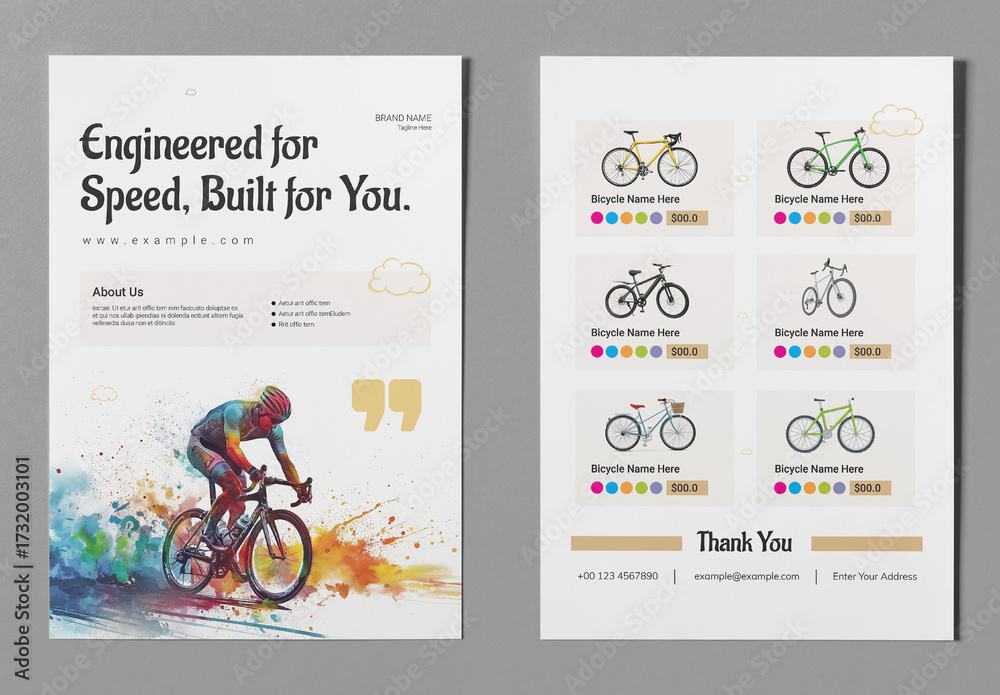 Creative Bicycle Catalog Flyer Design Stock Template | Adobe Stock