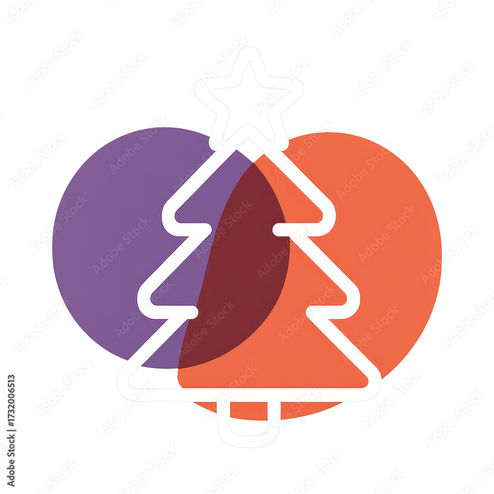 Obraz premium PNG Minimalist festive tree illustration