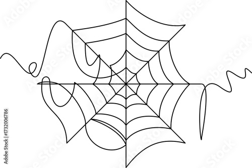 one line art Spider Web vector illustration. line art, one continuous line, simple, hand drawn and sketch style. for icons, symbols, signs or logos. PNG