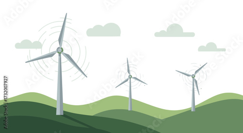 Wind Turbines on Green Hills: Sustainable Energy Generation.