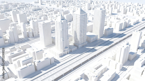 Minimalist White 3D City Model