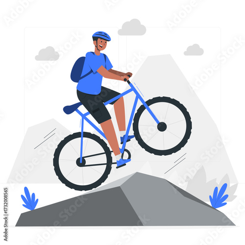 Mountain biking Flat Illustrations
