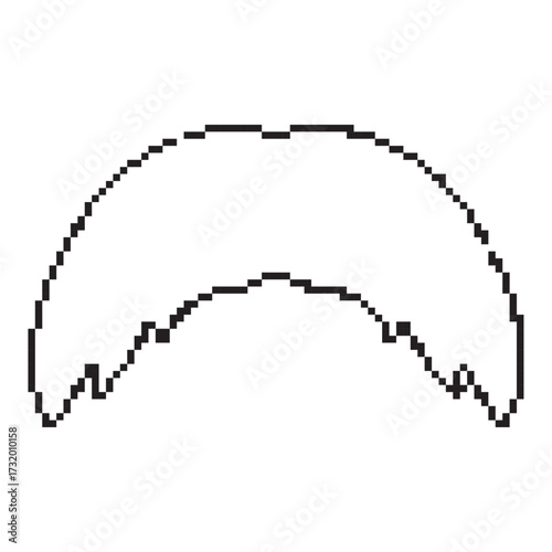 mustache pixel icon, 8-bit. Isolated vector illustration.