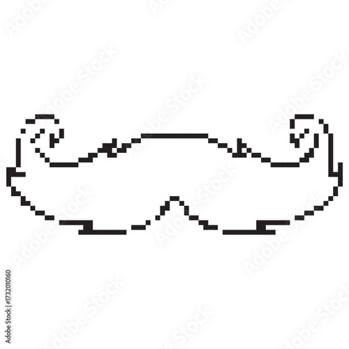 mustache pixel icon, 8-bit. Isolated vector illustration.