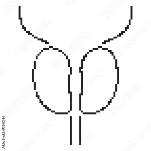 prostatitis pixel icon, 8-bit. Isolated vector illustration.