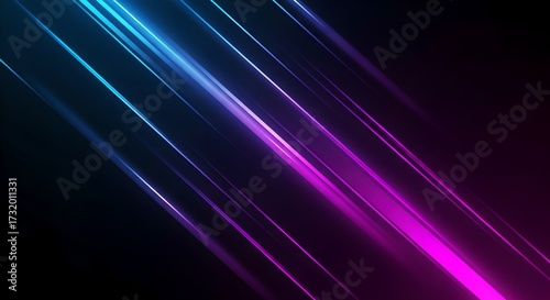Abstract background with diagonal blue and pink glowing neon laser lines