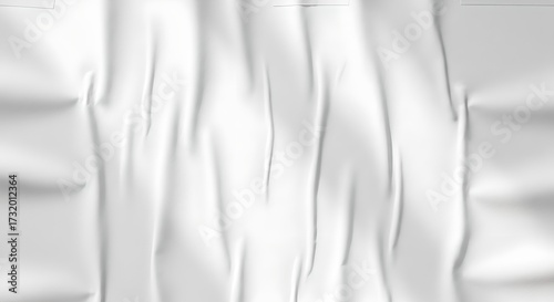 Clean white sheet texture with realistic folds and creases creating an abstract, soft, and wavy textile backdrop for graphic resource use