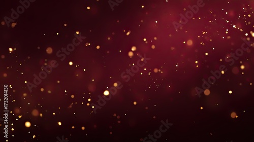A vibrant background featuring shimmering golden particles against a deep red backdrop, creating a festive and luxurious atmosphere, blurred bokeh background