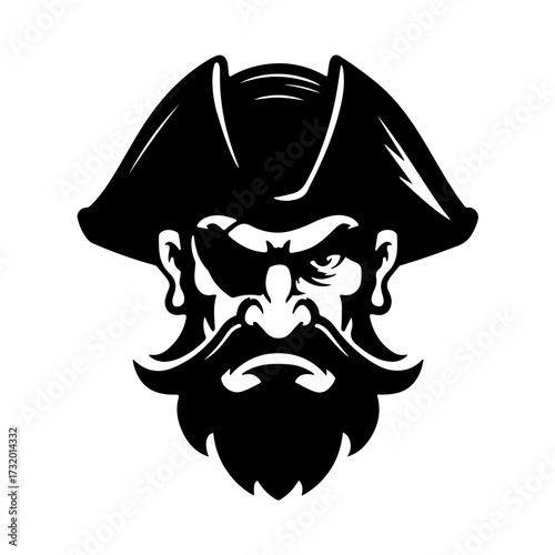 simple vector pirate head,face clipart, logo, icon