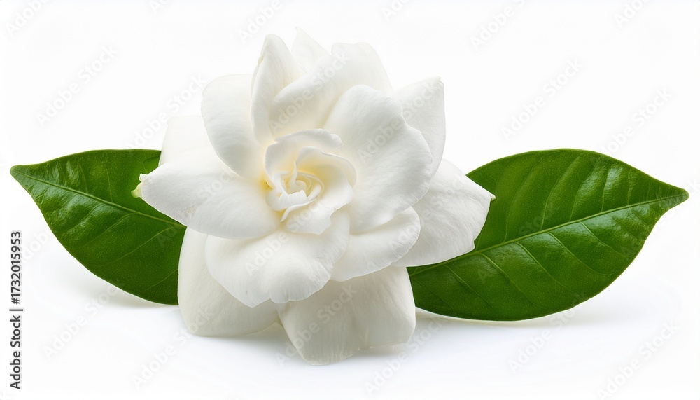 Fototapeta premium Close Up Of White Gardenia Flower Or Cape Jasmine Gardenia Jasminoides Isolated On A White Background With Clipping Path