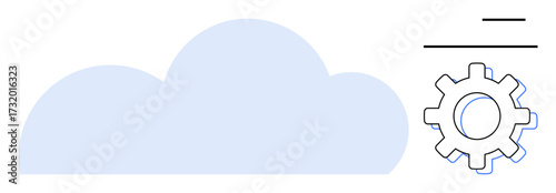 Cloud and gear visualizing cloud computing, data processing, automation, technical infrastructure, and system optimization. Ideal for technology, engineering, innovation, IT services workflow
