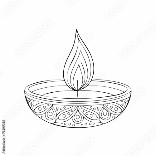 Decorative diya lamp illustration symbolizing light and positivity.