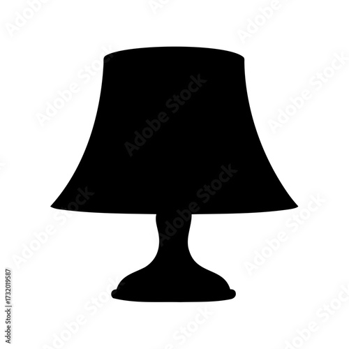 Black silhouette of a classic table lamp illuminating a room or space