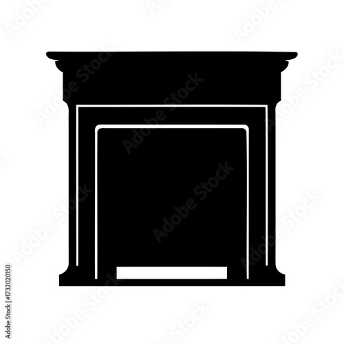 Silhouette of a classic fireplace mantel with architectural detail and clean lines