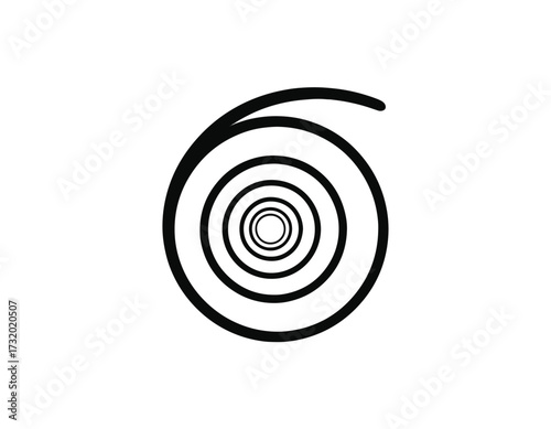 Monochrome spiral design composed of concentric circles and a curving line, perfect for abstract art, graphic design, and visual projects
