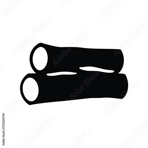 A simple vector illustration of two stacked logs in silhouette style
