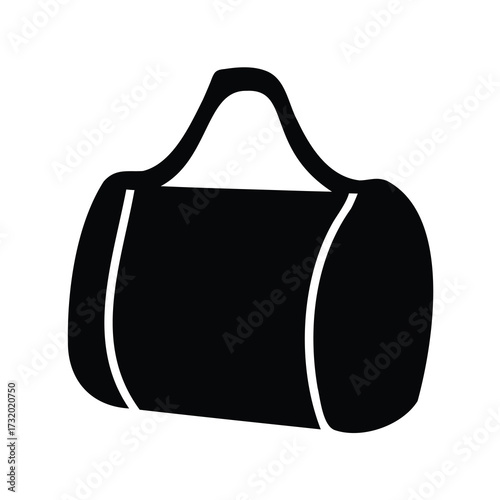 Simple black duffel bag illustration, perfect for gym or travel needs