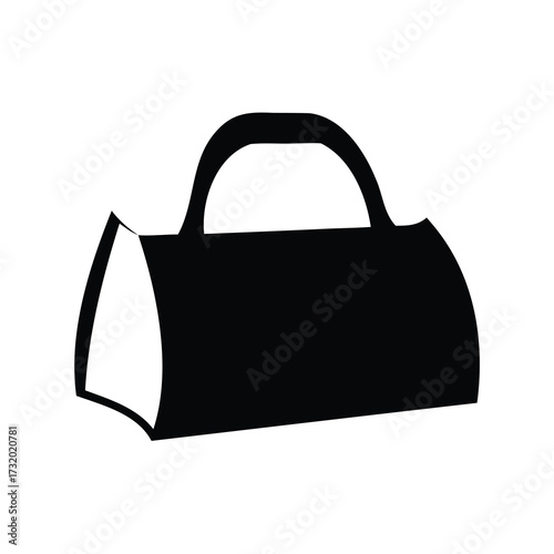 Black and white image of a simple duffel bag silhouette design