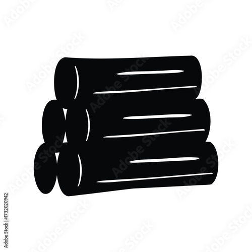 Stylized Stack of Logs or Firewood Represented in a Simple Black Silhouette