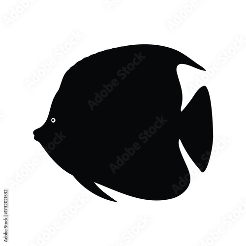 Silhouette of a tropical fish with elongated dorsal and anal fins