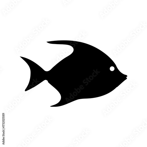 Minimalist illustration of a spadefish swimming, isolated on a clean white backdrop